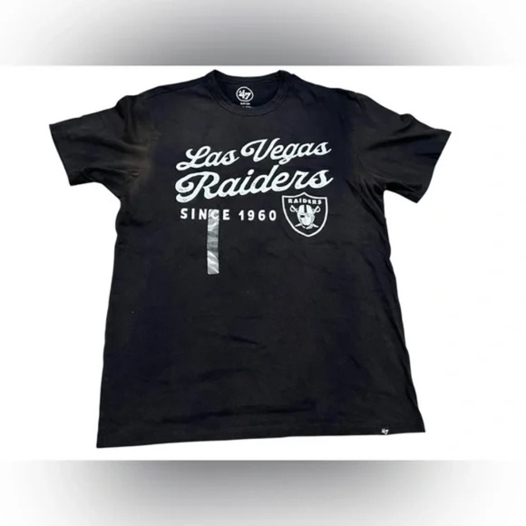 New 47 Men's Las Vegas Raiders Dusted Distressed Black T-Shirt NFL mens Medium - Picture 2 of 7